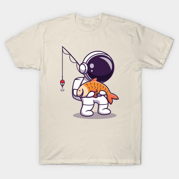 Cute Astronaut Fishing T-Shirt by Catalyst Labs